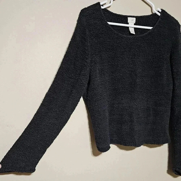 J. Jill Long Sleeve sweater Women's Medium Petite MP Black Knit Lines Blend - Picture 4 of 6